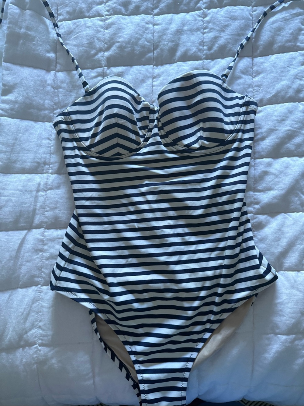 J. Crew Navy and White Striped Underwire One-Piece Swimsuit -new
